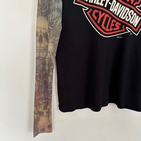 Harley Davidson Women’s 2014 Shiawassee Birch Run, MI Semi Sheer Tattoo Sleeve L - Picture 3 of 8